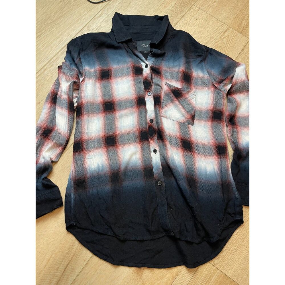 Rails Red Black Ombre Plaid Button-Down Shirt Wom… - image 1